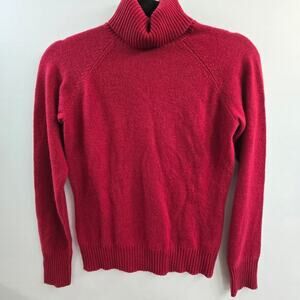 Women’s 100% Cashmere Turtleneck Sweater Red Long Sleeve Capsule Wardrobe Luxury